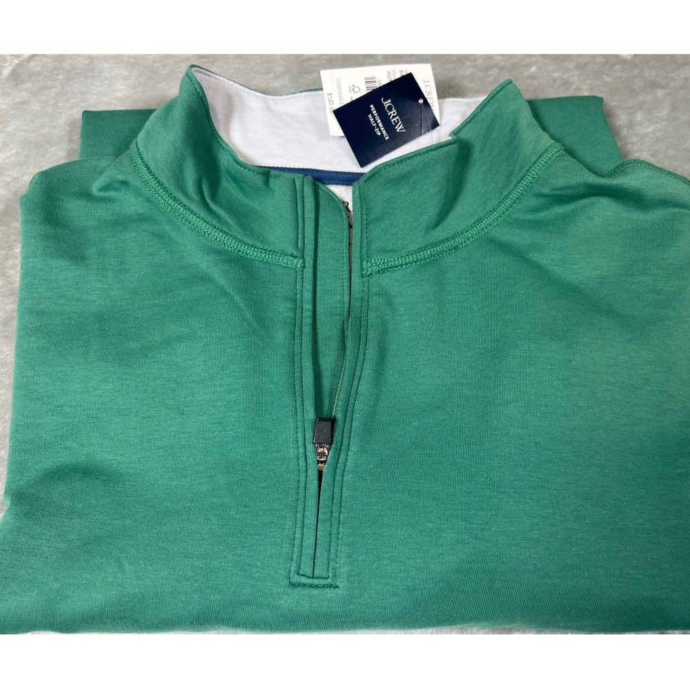 J.Crew Performance Mens Green Quarter Zip Pullover L Green UPF 50+